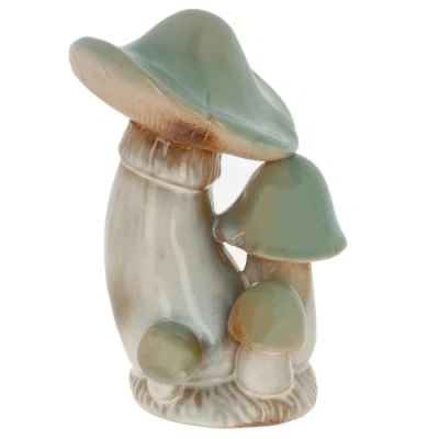 Image of Shudehill Giftware Pretty Mushroom Toadstool Pastel Ornament Pink, Green or Blue Neutral Designs Home Decoration (Green Triple)