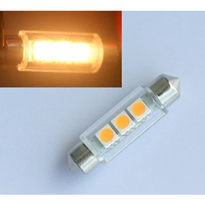 Image of 10x 42 mm Festoon C10 W SMD 5050 LED Warm White Car Interior Light 12 V