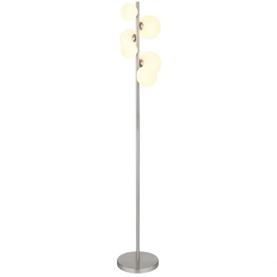 Image of Riha Multi Arm Floor Lamp Nickel Matt Opal Glass Shade 6x G9 3000K