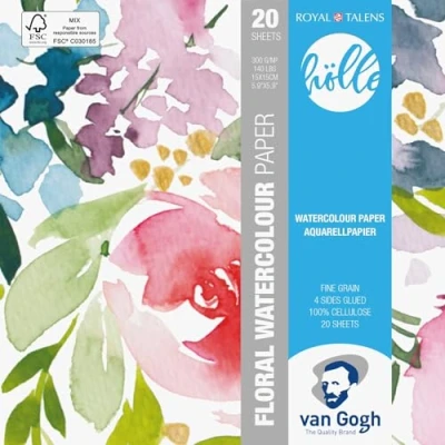 Image of Van Gogh Frau Hölle Floral Watercolour Paper 20 Sheets Format 15 x cm 300 g/m²