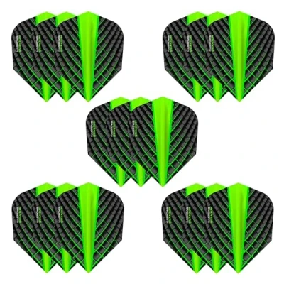 Image of Harrows Quantum Dart Flights 5 x sets Darts (15 Total) I 100 Micron Premium Extra Strong Made in UK Professional Accessories (Green)