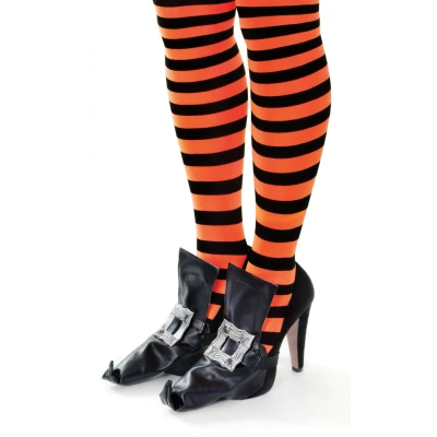 Image of Bristol Novelty BA838 Witch Shoe Cover with Silver Buckles, Womens, Multicoloured, One Size