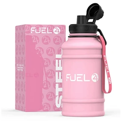 Image of Fuel24 1.3L/2.2L Water Bottle Metal STRONG, Drop &amp; Leakproof BPA free 2L 1L Stainless Steel (1 Litre) Large Gym Bottles for Men, Sports Bottle, Travel, Hiking