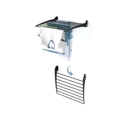 Image of foxydry Fold Wall Mounted Clothes Airer Folding Balcony Indoor or Outdoor Aluminium and Steel 62x50x50 cm / 24.4x19.6x19.6 in