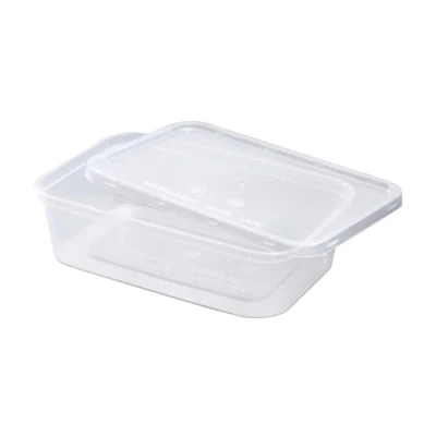 Image of We Can Source It Ltd 8oz Round Clear Plastic Food Containers with Lids Microwave Safe For Hot Cold Takeaway Foods Catering Grade BPA Free 120mm (D) X 30mm (H) 100 Pack