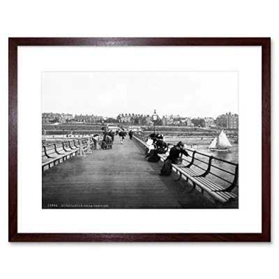 Image of Wee Blue Coo Vintage Photo Hunstanton From Pier England Old Framed Wall Art Print
