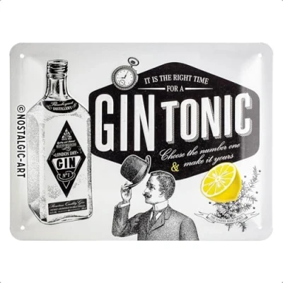 Image of Nostalgic art Gin Tonic Vintage Design Tin Sign 15 x 20 cm 26168
