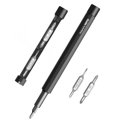 Image of HOTO Precision Screwdriver SE, Pocket Multi Bit Screwdriver, Mini Hand with 2 Double End Bits &amp; 1 Pen Bit, Ideal for Phone/Glasses/Watches/Laptop, Black