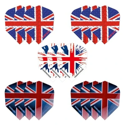 Image of Harrows Darts Flights (15 Total) I 100 Micron Dart Premium Extra Strong Made in UK Professional (Union Jack)