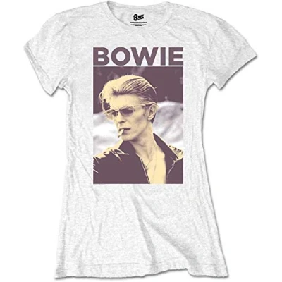 Image of Ladies David Bowie Smoking Official Tee T Shirt Womens Girls (X Large) White
