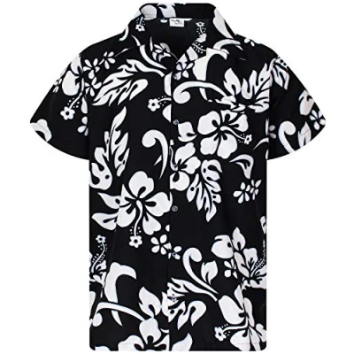 Image of King Kameha Floral Vibes Hibiscus Print Hawaii Colorful Stylish Shirt Standard Fit, Hibiscus, Black, 5XL