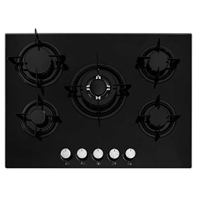 Image of Cookology GGH700BK 70cm Gas on Glass Hob in Black with Enamel Pan Supports