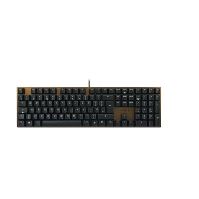 Image of CHERRY KC 200 MX, Mechanical Office Keyboard with Anodised Metal Plate, UK Layout (QWERTY), Wired, MX2A BROWN SWITCHES, Bronze/Black