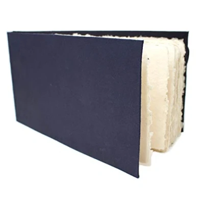 Image of Artway Indigo Cotton Rag Paper Sketchbook Panorama Landscape 40 Sides/20 Pages of 250gsm Mid Texture 100% Handmade