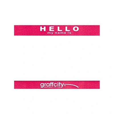 Image of Graff City Hello My Name is&#039; Stickers/Name Label Tags Red &amp; White 8cm x 6cm (Red, A5 25 Stickers)