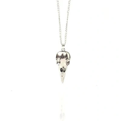 Image of NOPEILVI Raven Bird Necklace Skull Necklace,Alloy Phantom Head Chain Jewelry Making Supplies(Ancient Silver)