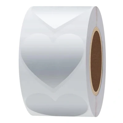 Image of Hylabelest Color Coding Dot Love Shape Labels 38mm Heart Silver Stickers