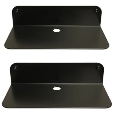 Image of Galleksa Set of 2 Floating Metal Wall Mounted Shelves 24cm Black