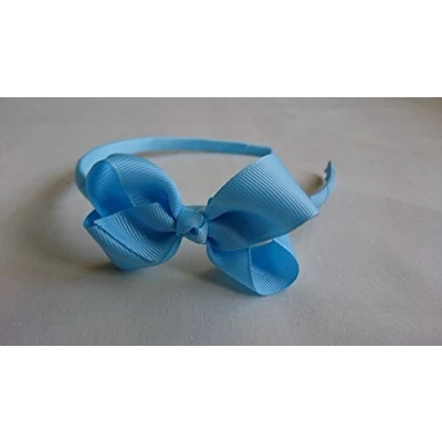 Image of Alice Band With Bow Girls Ribbon Hair Headband (Light Blue)