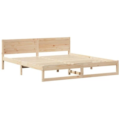 Image of vidaXL Bed Frame Natural Wood Solid Pine 180 x 200 cm Durable