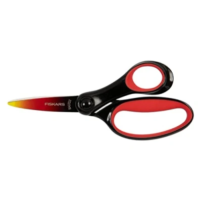 Image of Fiskars 1067853 Children&#039;s Scissors for Big Children Aged 8 11 Years Right Handed SoftGrip Length 15 cm Ombre Effect Red