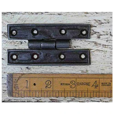 Image of Ironmongery World 90mm Antique Cast Iron H Hinge Cabinet Cupboard Door Hinges