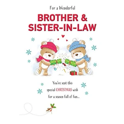 Image of Piccadilly Greetings Cute Christmas Card Brother &amp; Sister in Law 9 x 6 inches