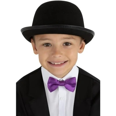 Image of Smiffys Kids Victorian Bowler Hat, Black, Boys Fancy Dress, Child Dress Up Hats