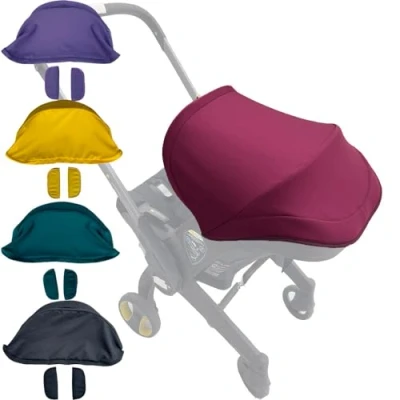 Image of Brogtorl Baby Stroller Canopy Sun Shade Textile Compatible with Doona Car Seat and Pushchair (Wine Red)