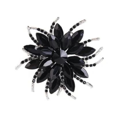 Image of Flower Brooch Pin Crystal Rhinestone Lapel Sparkle Badge Floral Brooches Women Clothing Decorations Jewelry Gift