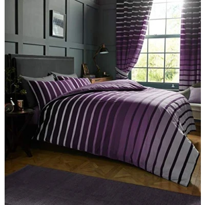 Image of GC GAVENO CAVAILIA Luxury Polycotton Duvet Cover, Soft &amp; Cosy Printed Quilt Set, Reversible Warm Bed Purple, Double