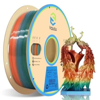 Image of YOUSU Silk PLA Filament Multicolor,3D Printer Rainbow 1.75mm +/ 0.02mm,Fast Color Changing 3D Printing 1kg/2.2lbs