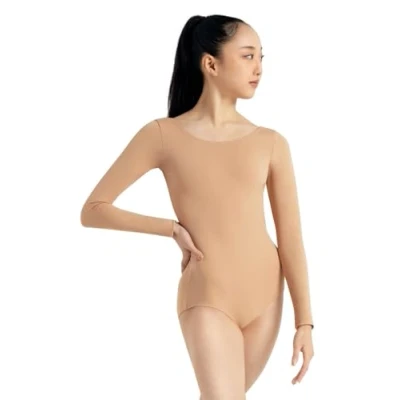 Image of Capezio Women&#039;s Long Sleeve Leotard, Light Suntan, M