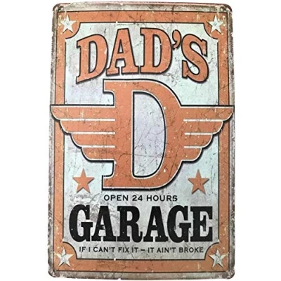 Image of UK Seller METAL WALL SIGN TIN DAD&#039;S GARAGE PLAQUE MAN CAVE MECHANIC DAD FIX IT