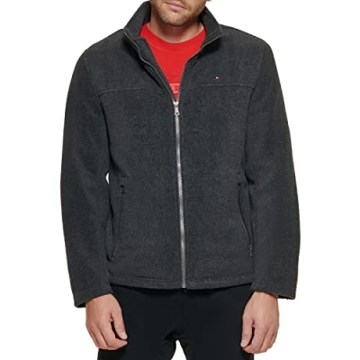 Image of Tommy Hilfiger Men&#039;s Lightweight Polar Fleece Jacket, Charcoal, M