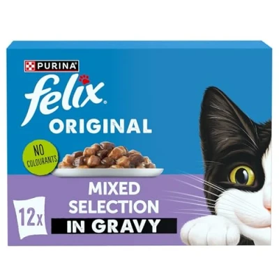 Image of FELIX Original Mixed Selection in Gravy Wet Cat Food 12x85g (Pack of 4)