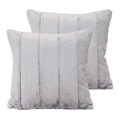 Image of Paoletti Empress Twin Pack Polyester Filled Cushions, Grey, 45 x 45cm