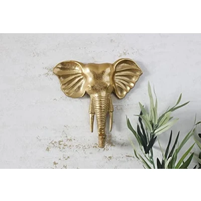 Image of HomeZone® Novelty Gold Elephant Animal Hook Key Holder Coat Towel Jewellery Rack Wall Mounted Decorative Hanging Home Decor (Gold Elephant)