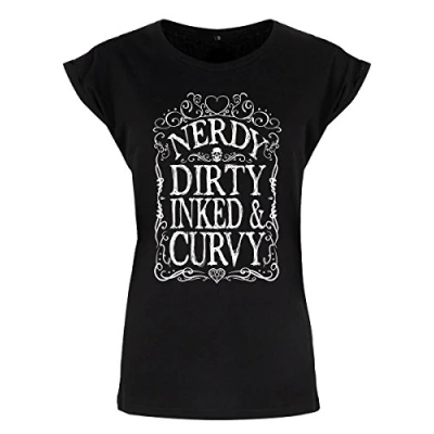Image of Grindstore Women&#039;s Nerdy Dirty Inked &amp; Curvy Premium T Shirt Black