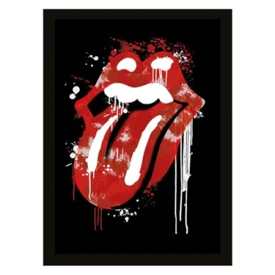 Image of Rolling Stones Graffiti Lips Framed 30 x 40cm Print, MDF, Multi Colour, 42 32 2.4 cm