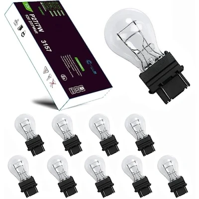 Image of LIGHTWORLD24 Pack of 10 W2.5x16q P27/7W Bulbs Car Lamp Stop Light US Type 3157 27/7W White 12V Bulb
