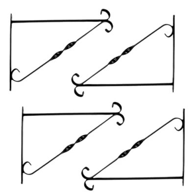 Image of Garden Mile Set of 4 x 10&quot; Black Metal Hanging Basket Bracket Outdoor Wall Fence Hook Plant Hanger Traditional Mounted Decorative