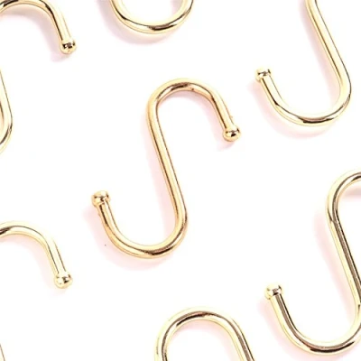 Image of 20x Brass Plated S Hooks 75mm