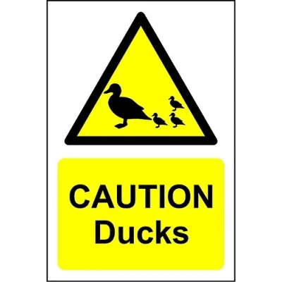 Image of Caution ducks warning Safety sign 3mm Aluminium 300mm x 200mm