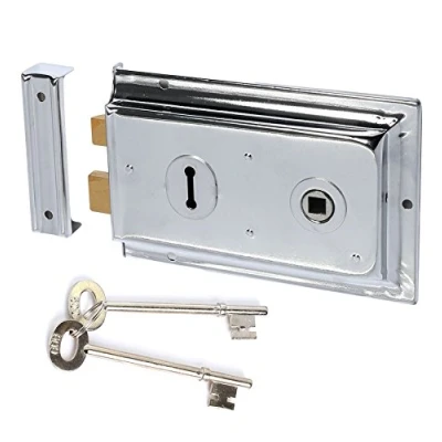 Image of Polished Chrome Traditional 1920s Victorian Style Rim Lock