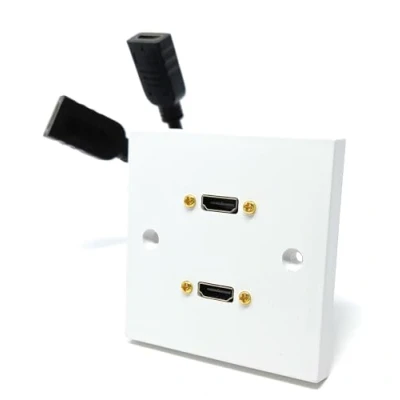 Image of HDMI 2.0 4K Wall Plate Faceplate with 15cm Pigtail Extension Cable, Single Gang (Dual Port)