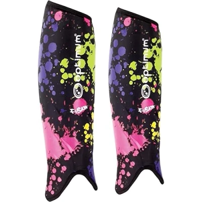 Image of Optimum Men Fusion Ankle Protect Shinguards Strap Closure Hockey Shin Pads Lined Foam Backing Protection Guard Perfect for Soccer, and Football Multicoloured, Medium