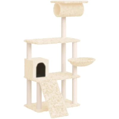 Image of vidaXL Cat Tree with Sisal Scratching Posts Cream 131 cm