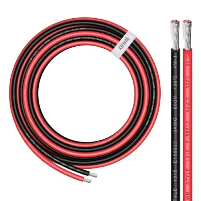 Image of 8 Gauge Wire iGreely 10 FT Red &amp; Black Tinned Copper Electrical Cable for Car Audio Automotive Trailer Marine Harness Wiring 8AWG 10Ft
