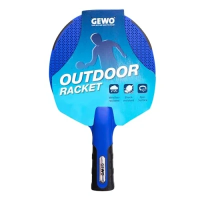 Image of GEWO Outdoor Racket, Leisure Table Tennis Bat for Outdoors, Weatherproof Blue Complete Bat, Shockproof, with Sturdy Mesh Structure, Non Slip Handle Good Grip, 300 g